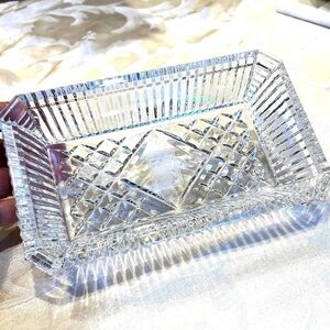 Waterford Crystal 7" Rectangular Tray Senior PGA Tour Insignia Trinket Dish